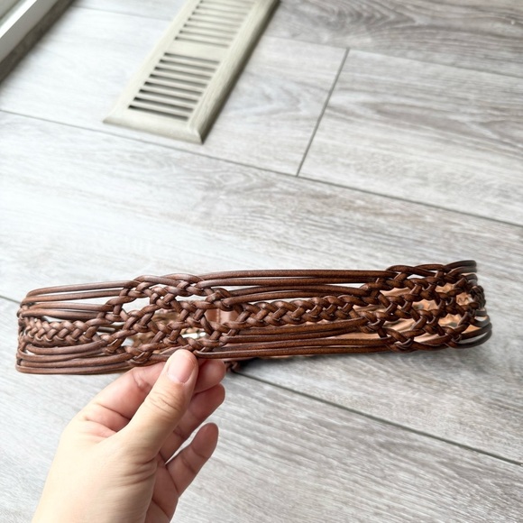 Vintage Handmade Wide Woven Leather Belt - Picture 2 of 15